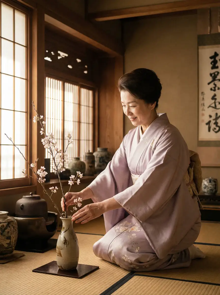一位优雅的 运河边的人们电视剧免费观看 在和室中插花